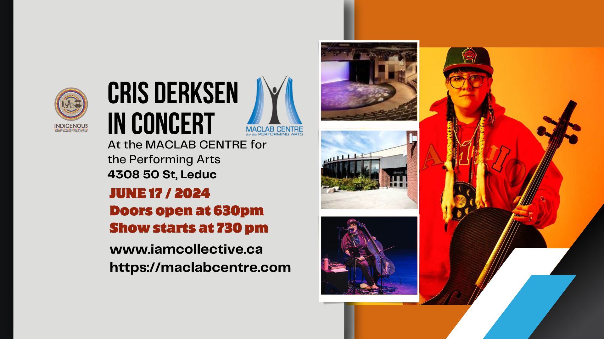 Featured image for “Cris Derksen in Concert as part of the MacLab Indigenous Series”